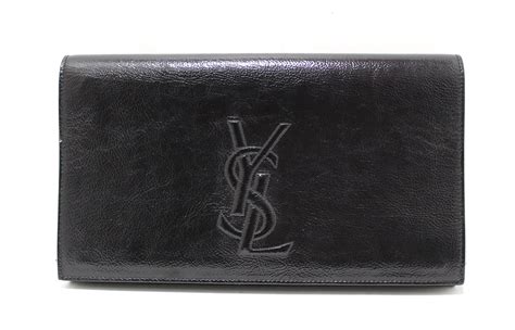 large ysl clutch in black patent leather